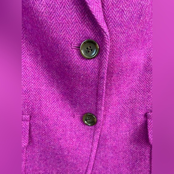 Talbots Wool Herringbone Magenta Pink Barbie Blazer Suit Jacket Womens 10 Office - Picture 10 of 14